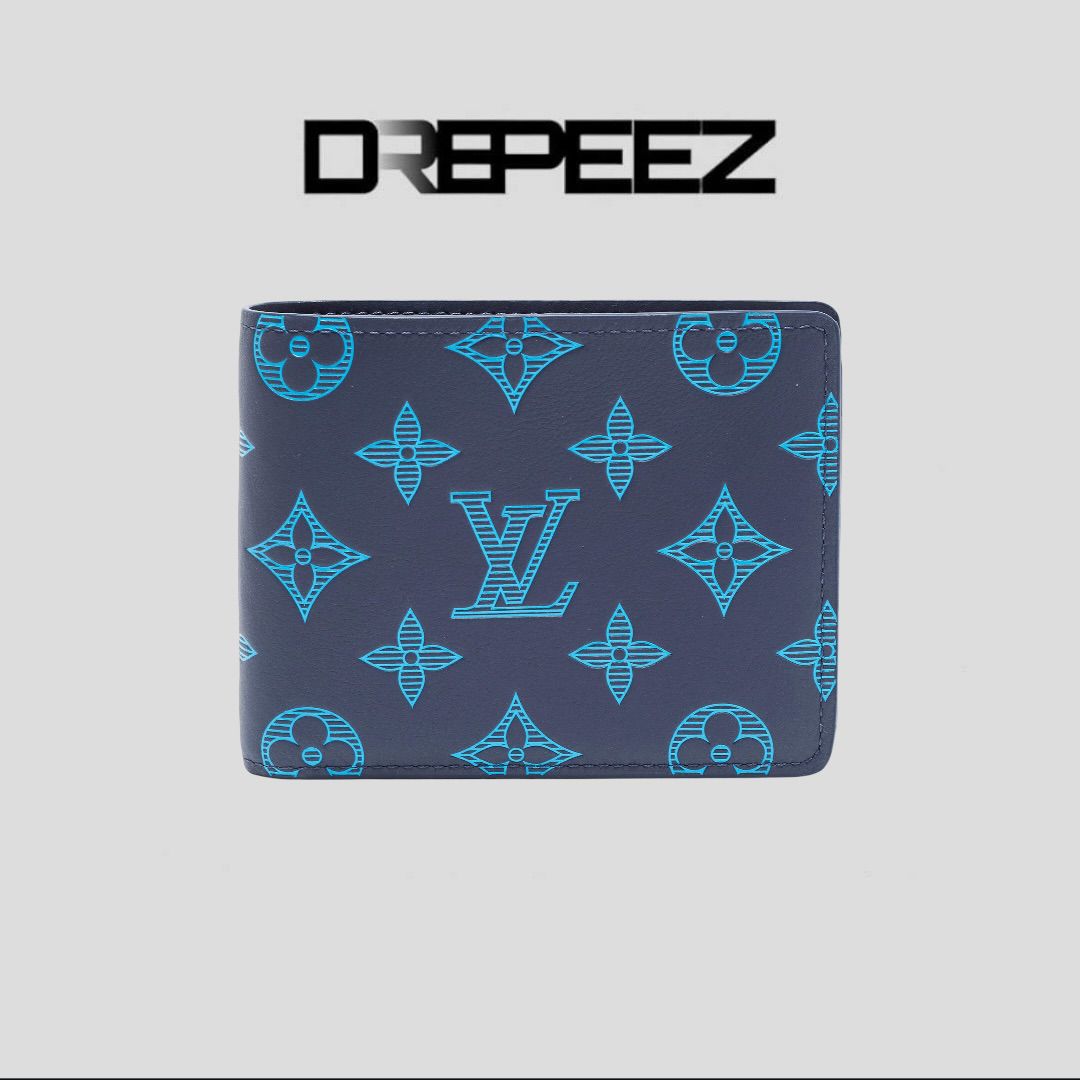 Louis Vuitton Navy Blue Monogram Shadow Multiple Wallet