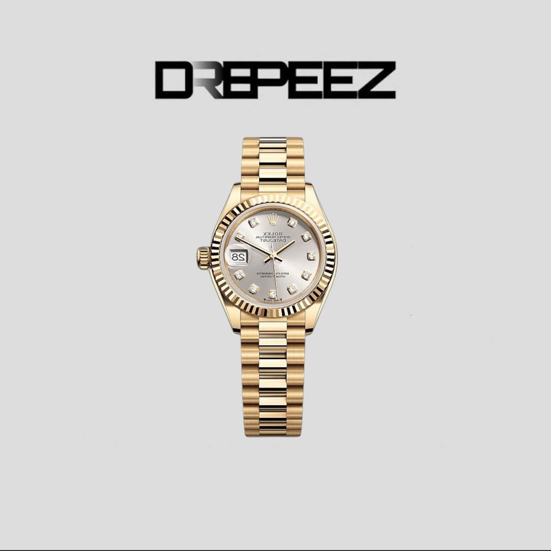 Rolex Lady-Datejust Silver Diamond Dial 18K Yellow