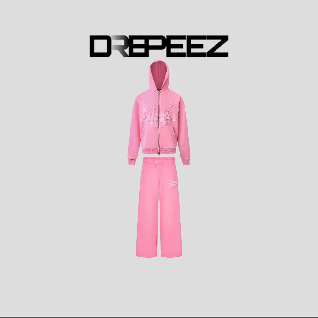 BROKEN PLANET ZIP UP AND PANTS SET PINK