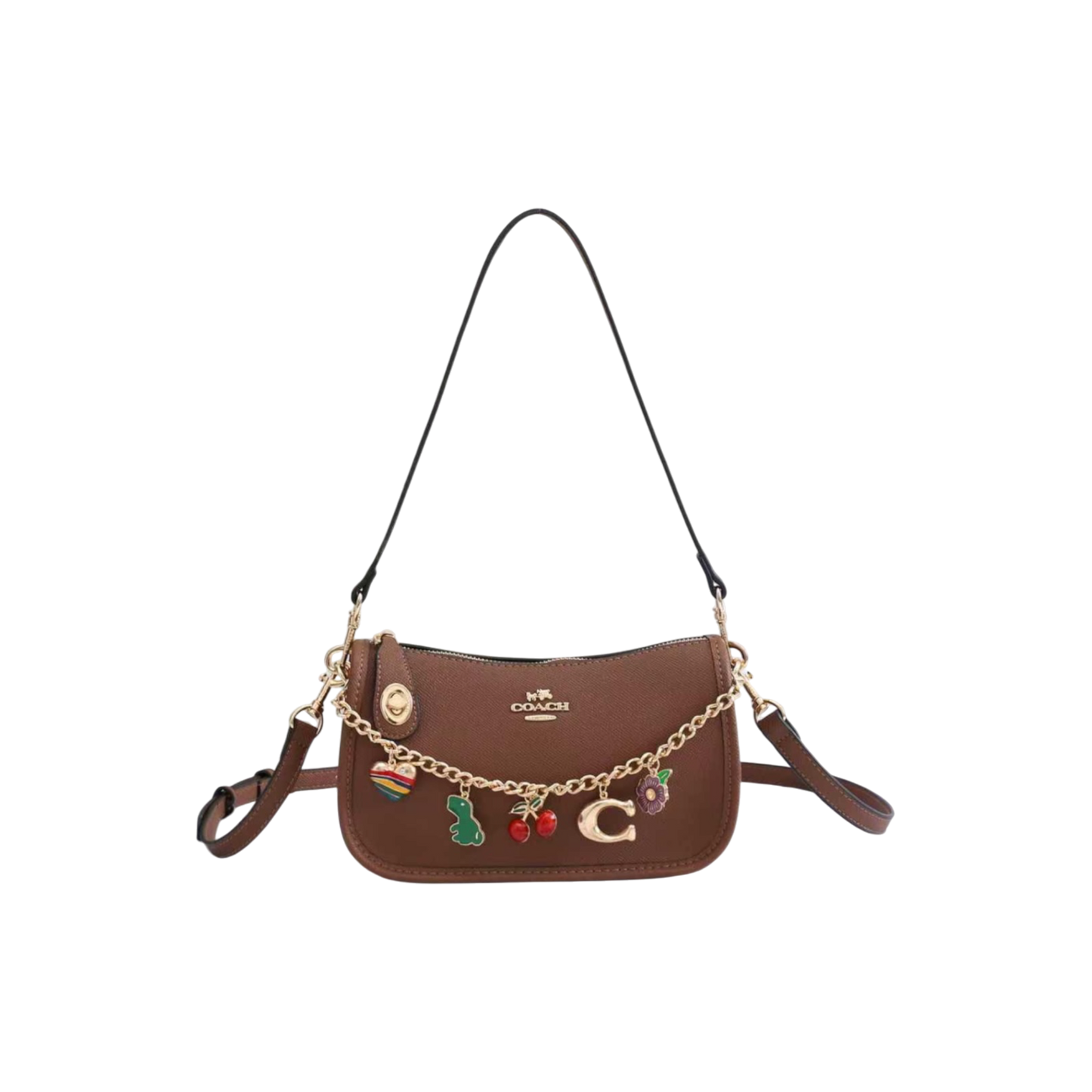 Coach Brown Charm Chain Shoulder Bag