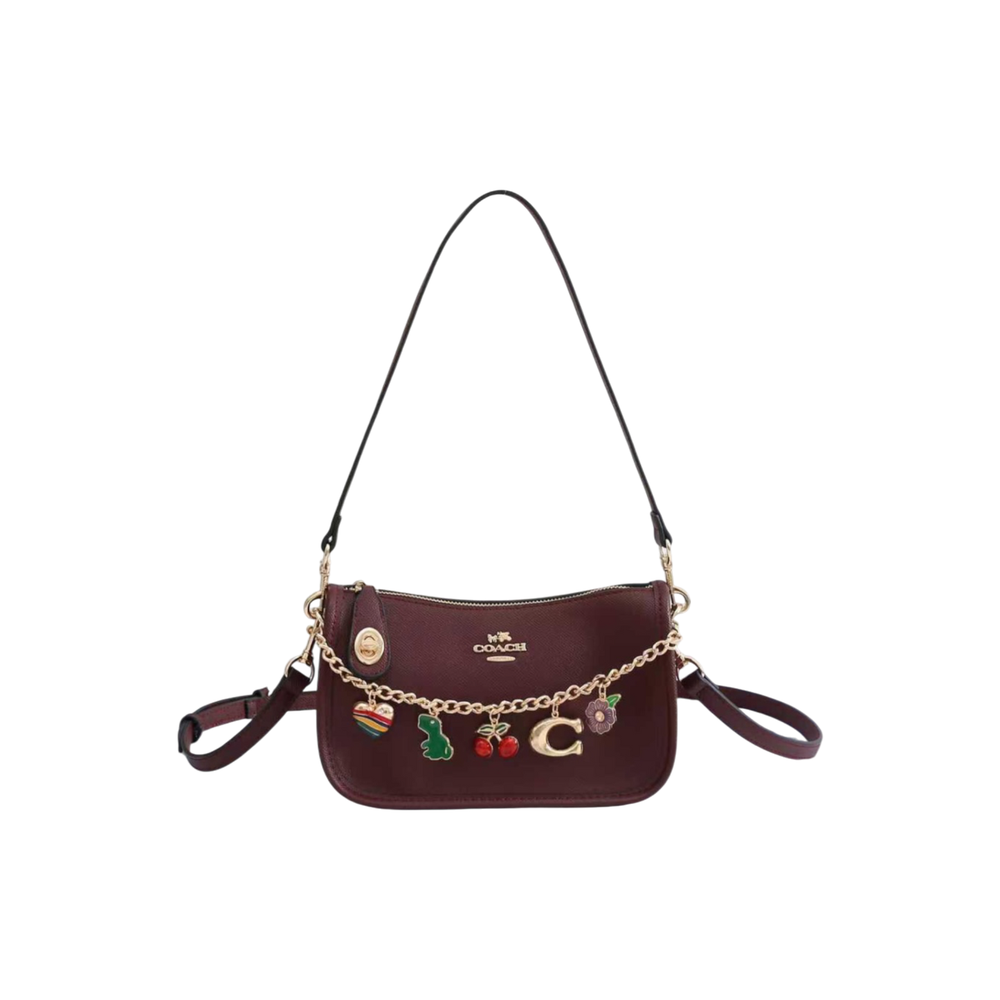 Coach Red Charm Chain Shoulder Bag