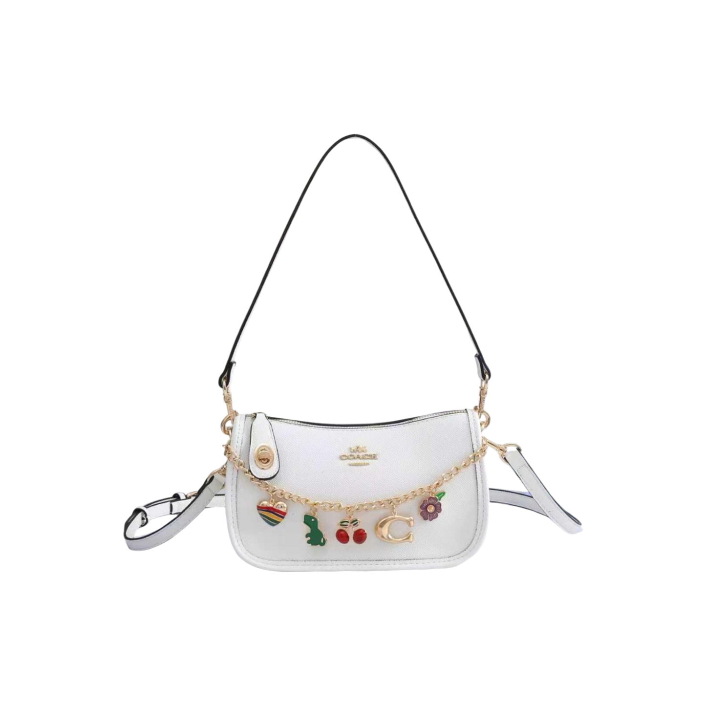 Coach White Charm Chain Shoulder Bag