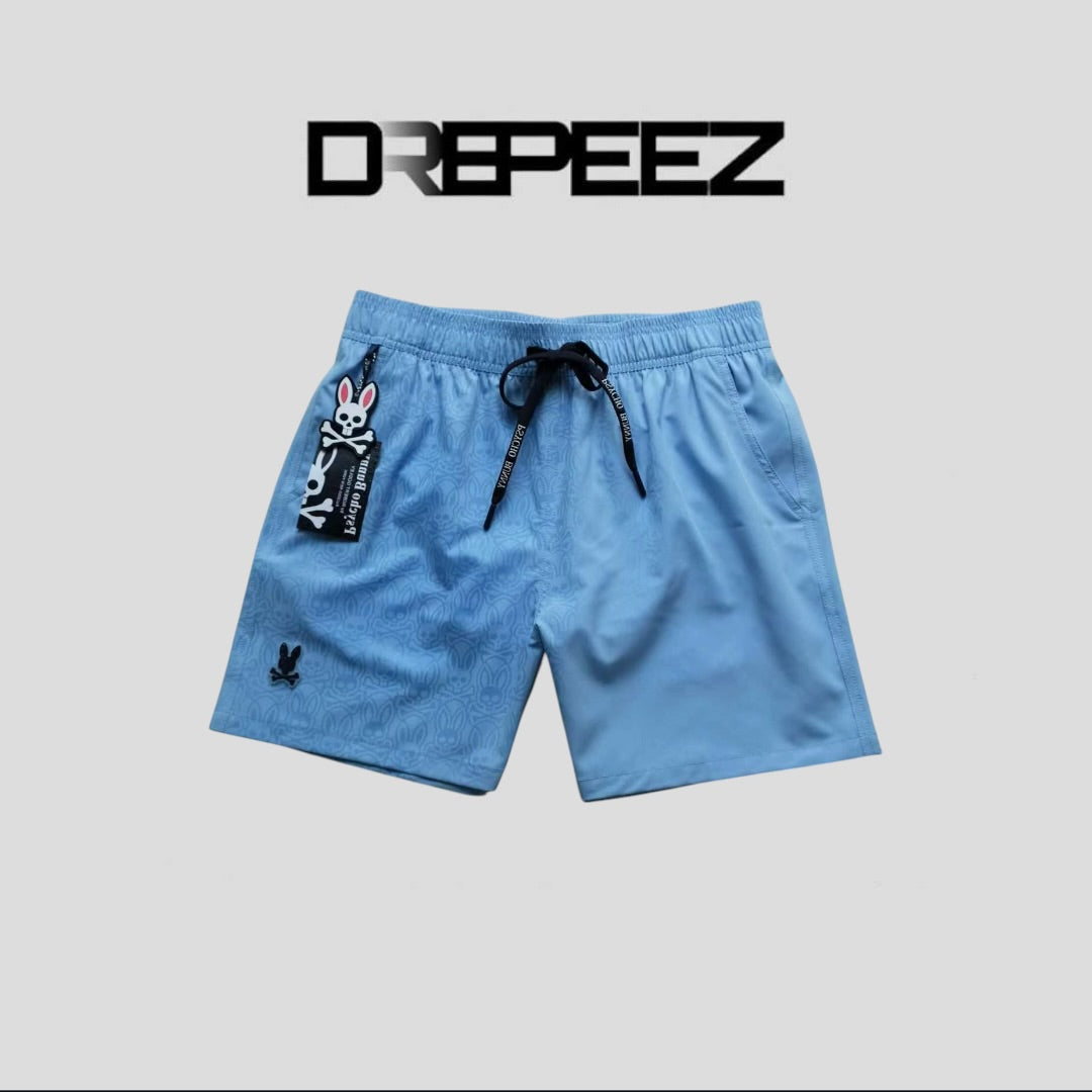 Psycho Bunny Boys Blue Swim Trunks Shorts Logo Drawstring