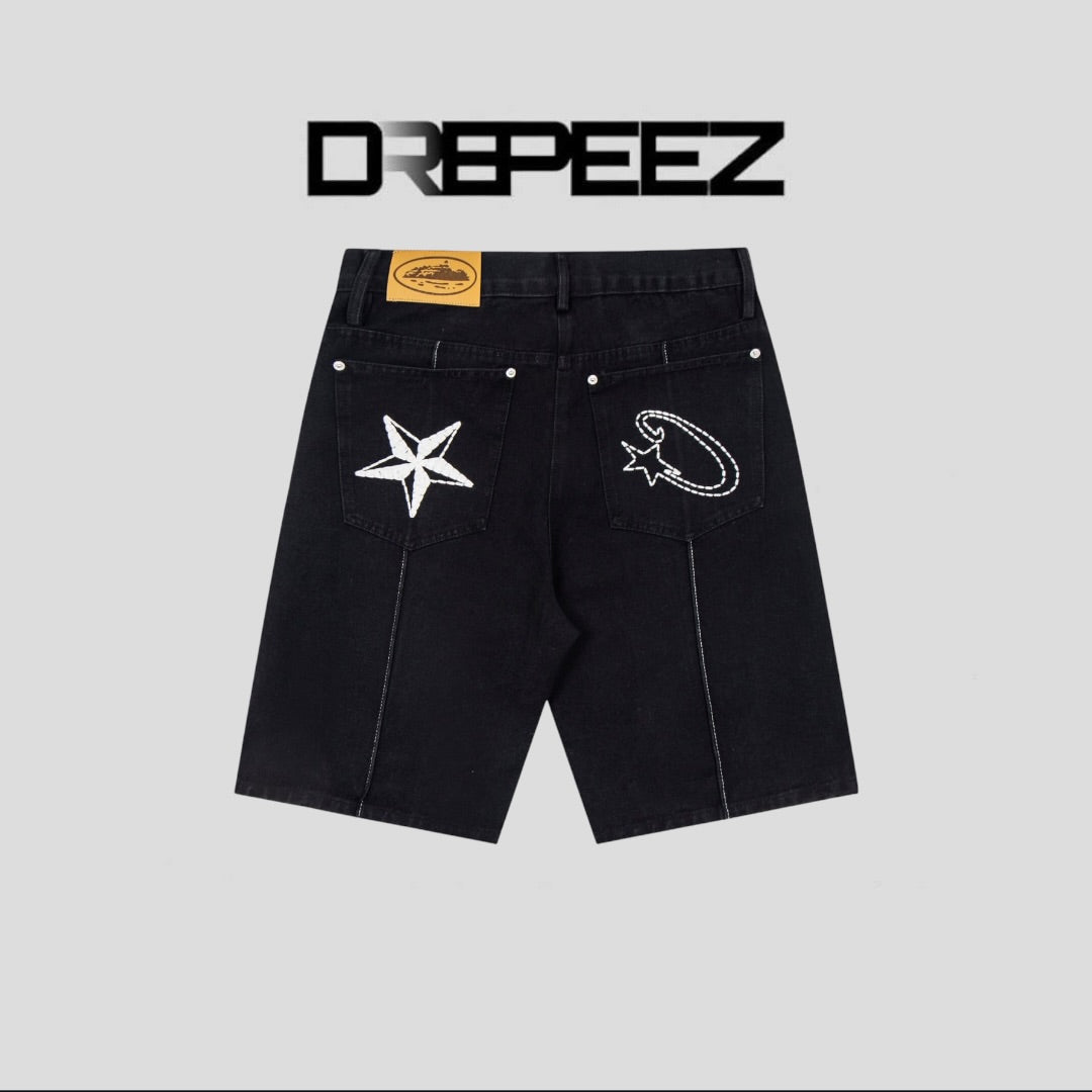 Corteiz C-Star Denim Shorts 'Black'