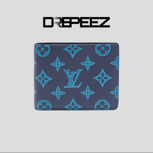 Louis Vuitton Navy Blue Monogram Shadow Multiple Wallet