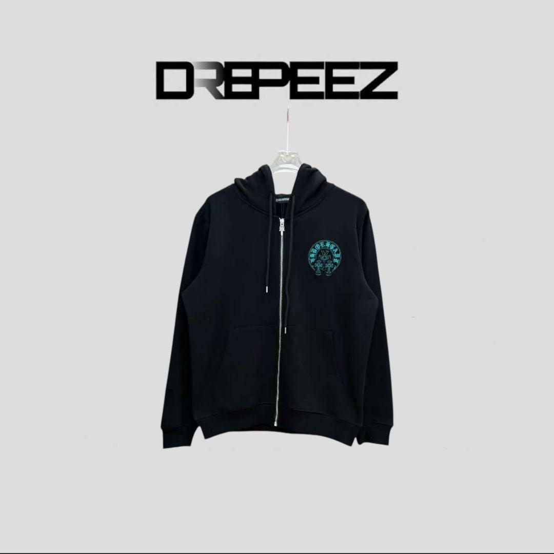 Chrome Hearts Horseshoe Floral Zip Up Hoodie
