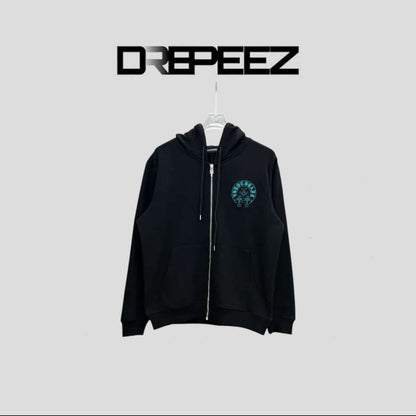 Chrome Hearts Horseshoe Floral Zip Up Hoodie