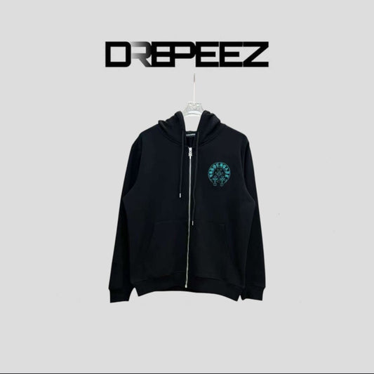 Chrome Hearts Horseshoe Floral Zip Up Hoodie