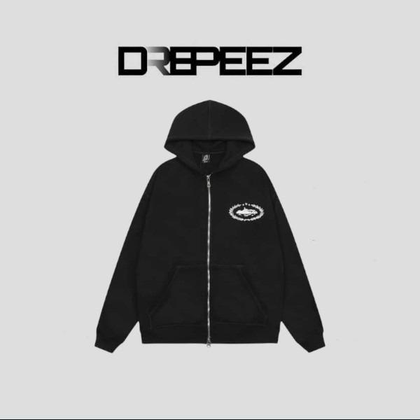 corteiz zip up black