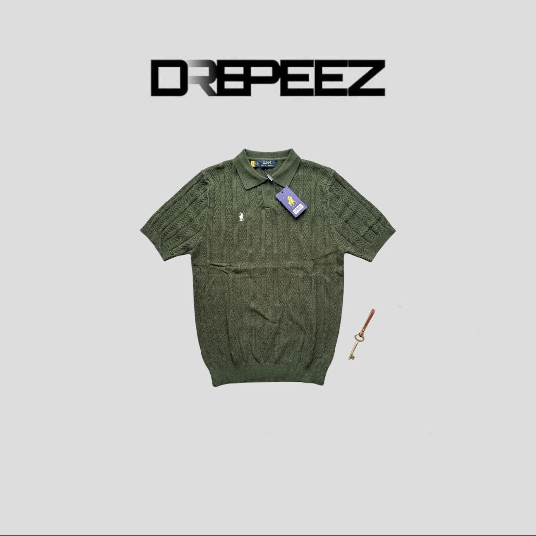 Polo Ralph Lauren Cropped cable-knit Polo Shirt Green
