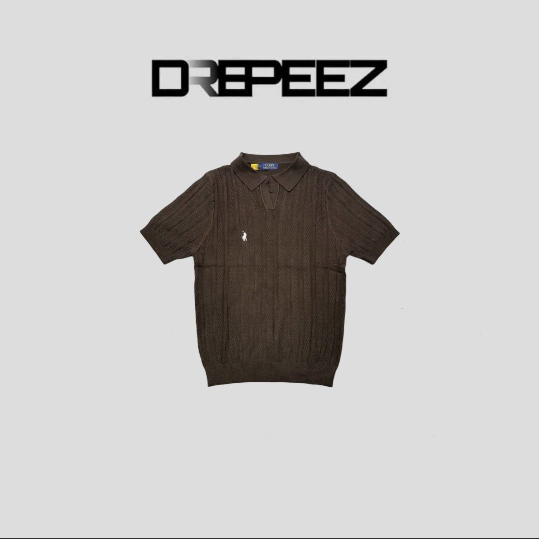 Polo Ralph Lauren Cropped cable-knit Polo Shirt Brown