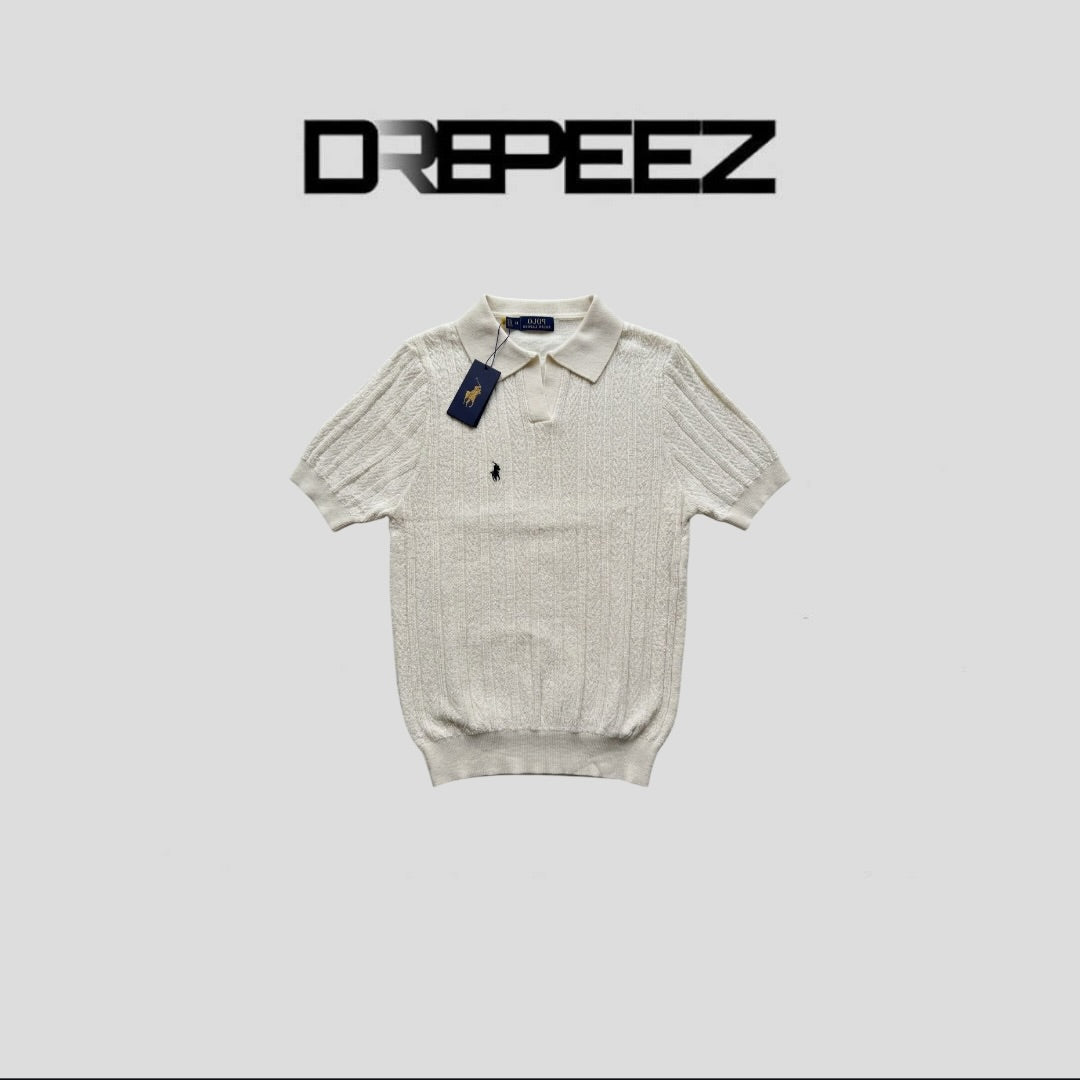 Polo Ralph Lauren Cropped cable-knit Polo Shirt Grey