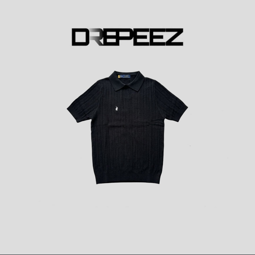 Polo Ralph Lauren Cropped cable-knit Polo Shirt Black
