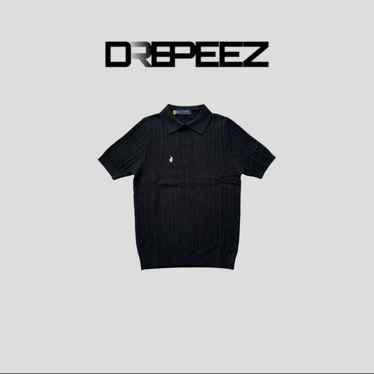 Polo Ralph Lauren Cropped cable-knit Polo Shirt Black