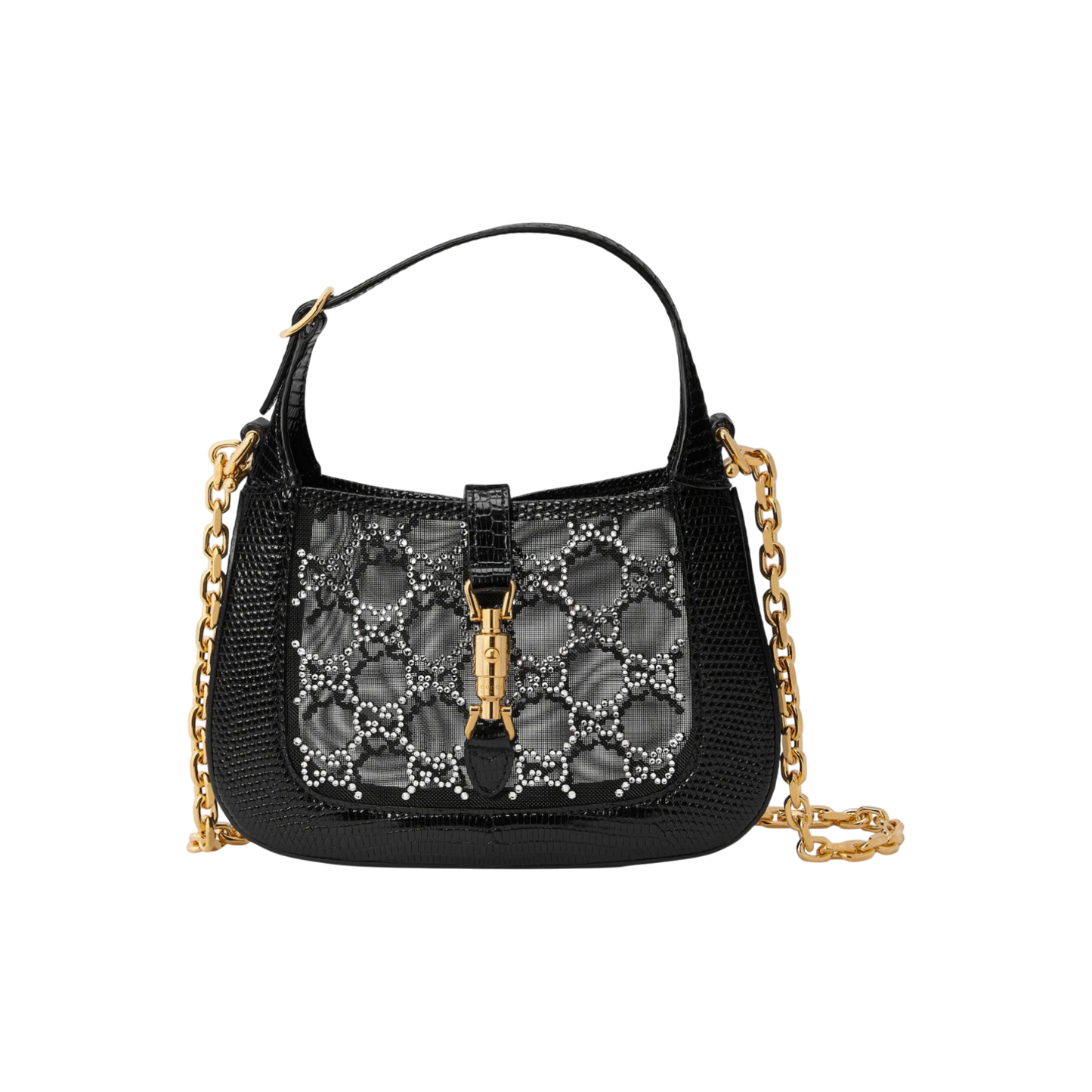Jackie 1961 mini lizard shoulder bag in black