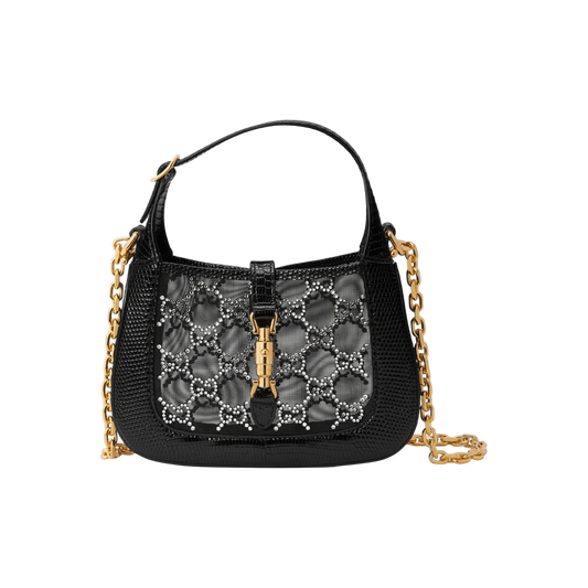 Jackie 1961 mini lizard shoulder bag in black
