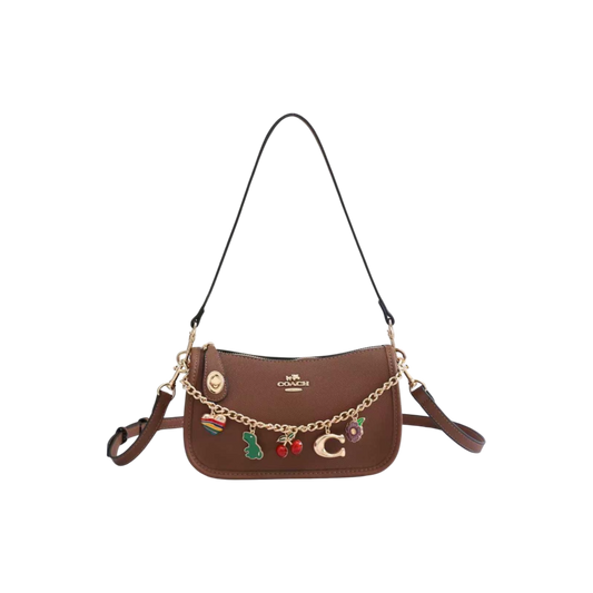 Coach Brown Charm Chain Shoulder Bag