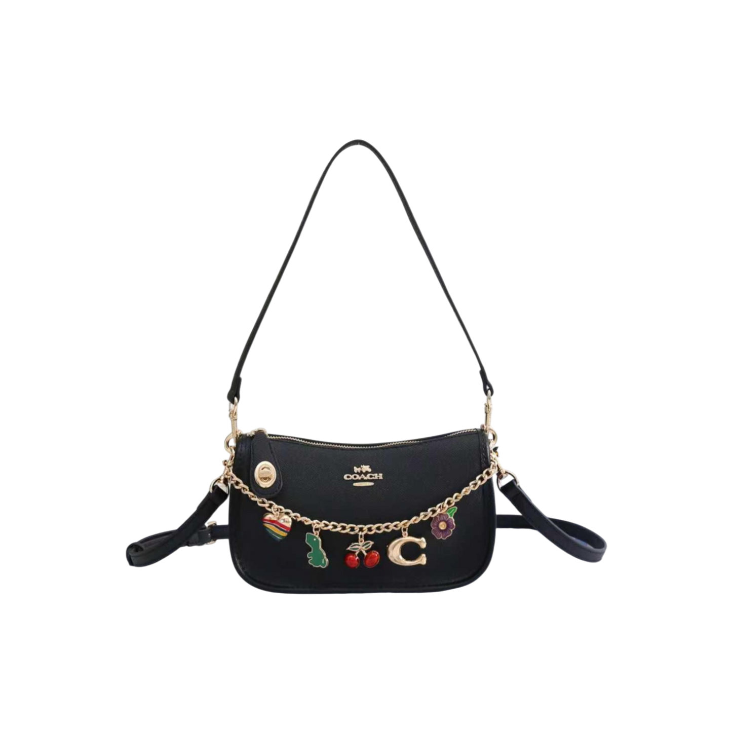 Coach Black Charm Chain Shoulder Bag