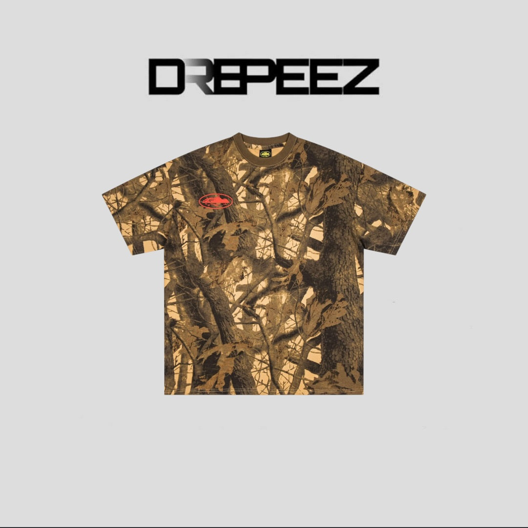 Corteiz Island Puff Print Tee Forest Camo