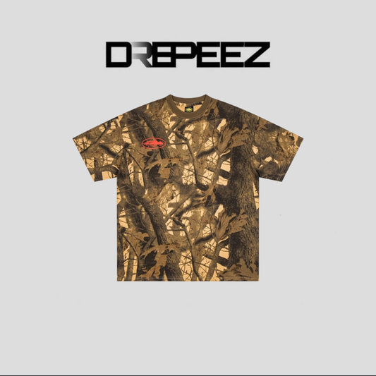 Corteiz Island Puff Print Tee Forest Camo