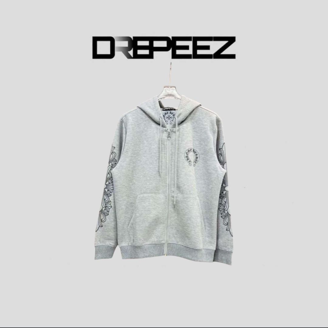 Chrome Hearts Horseshoe Floral Zip Up Hoodie