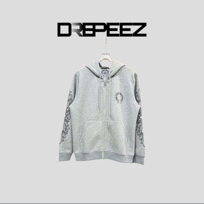 Chrome Hearts Horseshoe Floral Zip Up Hoodie