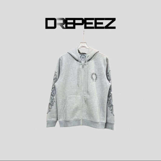 Chrome Hearts Horseshoe Floral Zip Up Hoodie