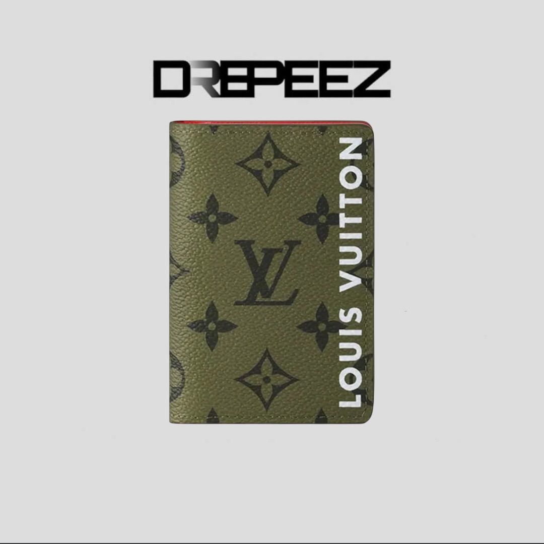 Louis Vuitton Pocket Organizer Khaki Green/Vermillion Red