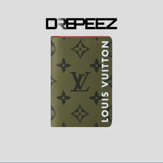 Louis Vuitton Pocket Organizer Khaki Green/Vermillion Red