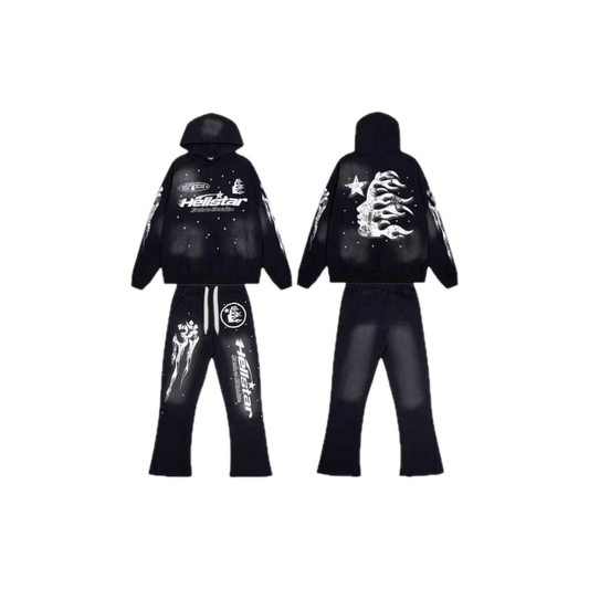 Hellstar Flare Black Flame Broek Hoodie Set