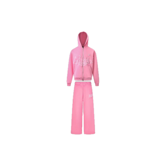 BROKEN PLANET ZIP UP AND PANTS SET PINK