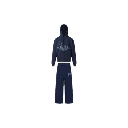BROKEN PLANET ZIP UP AND PANTS SET NAVY BLUE