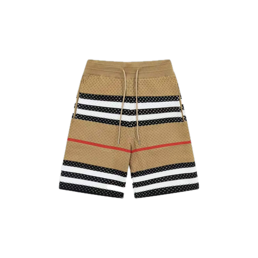 Burberry Icon Stripe Pointelle Knit Shorts Beige Men's