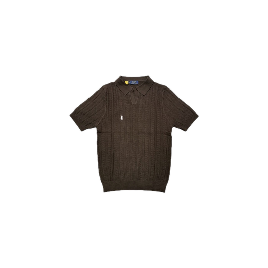 Polo Ralph Lauren Cropped cable-knit Polo Shirt Brown