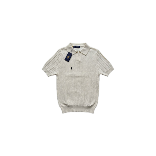 Polo Ralph Lauren Cropped cable-knit Polo Shirt Grey