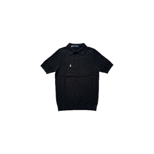 Polo Ralph Lauren Cropped cable-knit Polo Shirt Black
