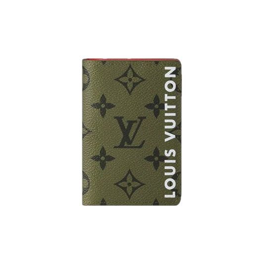 Louis Vuitton Pocket Organizer Khaki Green/Vermillion Red